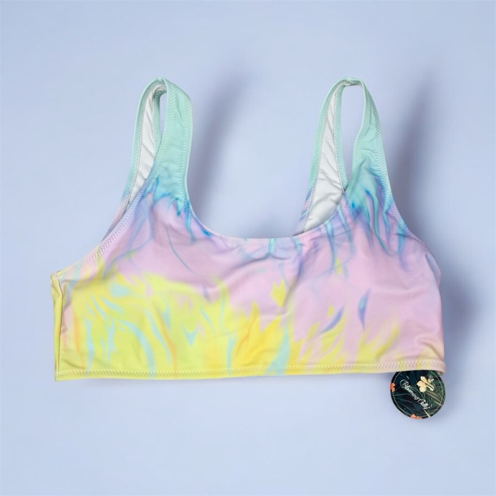 Blooming Jelly Colorful Tie-Dye Sports Swim Tank Bra Large